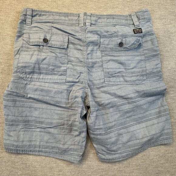 O'Neill Mens 36 Chino Shorts Light Blue Flat Front Striped Cotton Standard Fit - Picture 2 of 14